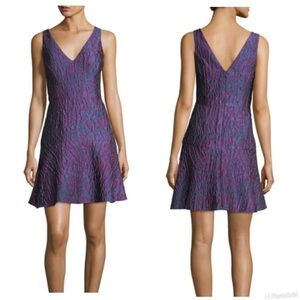 AIDAN MATTOX V-Neck Sleeveless Jacquard Cocktail Dress